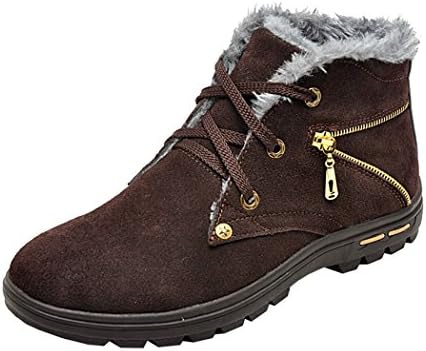 KAMEIQI Christmas Men Plush Casual Lace Zipper Decoration New Winter Clearance Short Boots(9.5 D(M)US, brown)