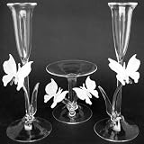 Butterfly Unity Wedding Taper Candle Holder Set of Blown Glass by 