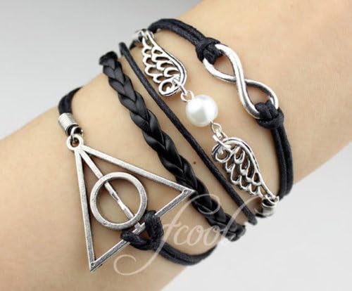 Made in USA.Bk-010 Infinity bracelet Snitch Wings &amp; Deathly Hallows Friendship Charm Bracelet Fashion Bracelet (A2)