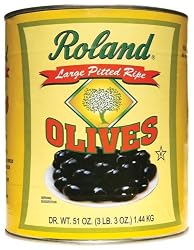 Roland Large Pitted Ripe Olives, 3-Pounds. 3-Ounces Can (Pack of 2)