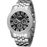 Just Bling Men's JB-6219-C Python Silver BlackStainless Steel Chronograph Diamond Watch