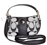 Coach Signature Stripe Demi Bag / Crossbody Bag Handbag Style 15111 Black/White