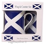 SCOTLAND/SCOTTISH China Mug & coaster BOXED saltire