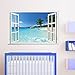 Large Removable Beach Sea 3D Window View Scenery Wall Sticker Decor Decals
