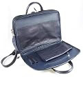 Lucrin - navy blue leather Laptop briefcase