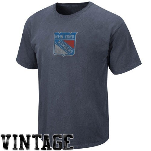 NHL Men's New York Rangers Big Time Play Short Sleeve Pigment Dye Tee (Pigment Denim, Large)
