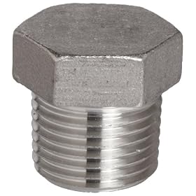 Merit Brass K617H-04 Hex Head Plug, 1/4" NPT Male, Class 150 316 Stainless Steel Cast Pipe Fitting