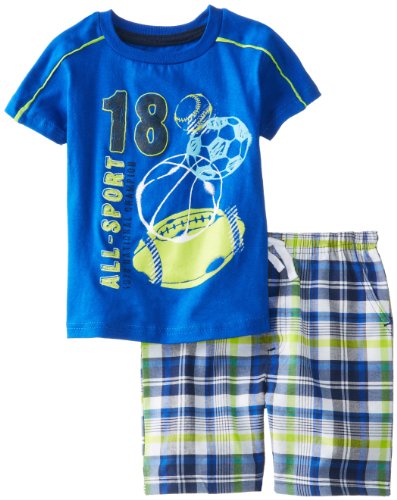 Kids Headquarters Baby-Boys Infant Crew Neck Tee with Plaided Shorts