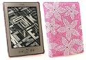 FLASH SUPERSTORE AMAZON ALL NEW KINDLE 4 TOUCH PREMIUM DIAMANTE HARD BACK COVER PINK FLOWERS ( INCLUDES A SCREEN PROTECTOR )