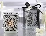 Damask Traditions Frosted Glass Tea Light Holder with Kate Aspen Signature Charm (Set of 4), 1 piece