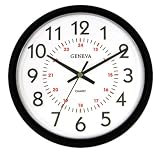 Geneva 14-Inch Wall Clock with 24-Hour Dial