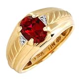 Marvelous Brand New Gentlemens Ring With 2.25ctw Diamonds and Created Ruby Made of Yellow Gold. Total item weight 6.1g