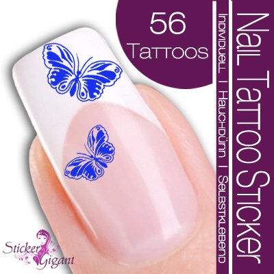 Nail Tattoo Sticker Schmetterling - blau Preisvergleich
