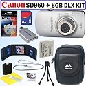 Canon PowerShot SD960IS 12.1 MP Digital Camera (Silver) + 8GB Deluxe Accessory Kit