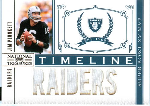 2011 Playoff National Treasures Authentic Jim Plunkett 7 Patch Game Worn Jersey Card