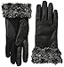 Isotoner Women's Smartouch Stretch Leather Glove with Faux Fur Spill Fleece Lined