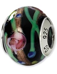 Sterling Silver Black/Green/Gold/Red Italian Murano Charm Bead Fits Pandora Chamilia Biagi Bracelet