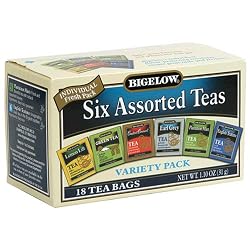 Bigelow 6 Assorted Teas, 18-Count Boxes (Pack of 6)