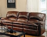 Walter Reclining Sofa in Brown Bonded Leather by Coaster Furniture