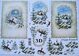 A4 3D step by step Le Suh decoupage sheet - Christmas - winter scenes