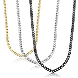 Jstyle Stainless Steel Link Curb Chain Necklace for Men Women 3 Pcs 3.5mm (26.00)