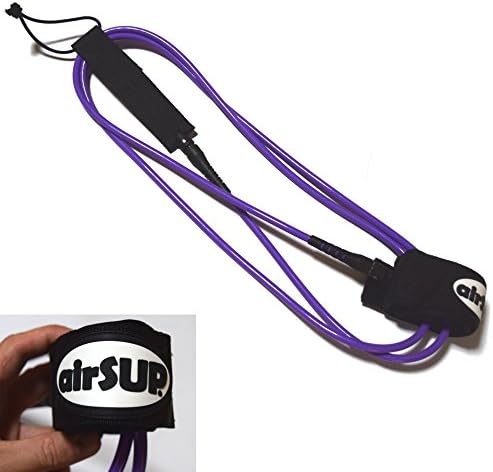 airSUP 8' Leash Cord for Stand Up Paddle and SUP, ankle Attachment 8 foot x 8mm Purple