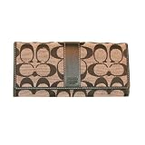 Coach Women's Signature Slim Envelope Wallet, Black/Wheat