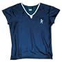 Womens Balle de Match Chevron V-Neck Top-Navy (MD)
