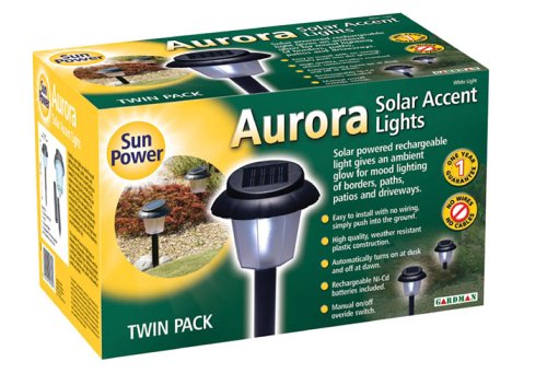 Gardman Aurora Solar Accent Lights Black (Twin Pack)