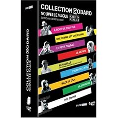 Coffret Jean--luc Godard Nouvelle vague 9 DVD: a bout de souffle - une femme est une femme - le petit soldat - le mepris - Pierrot le fou - Alphaville - Made in USA - La chinoise + 1 DVD bonus