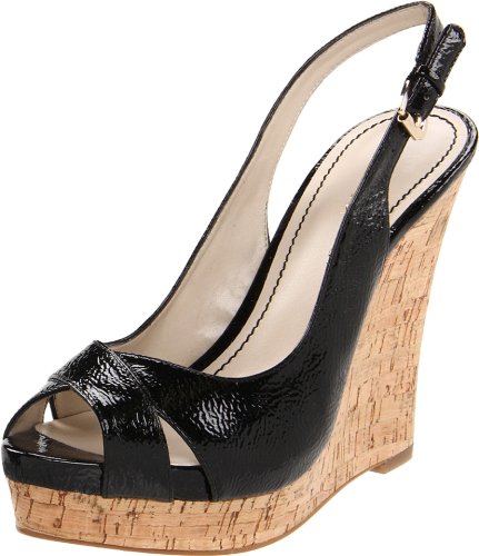 Nine West Women's Laffnplay Slingback Sandal,Black Patent Synthetic,5 M US