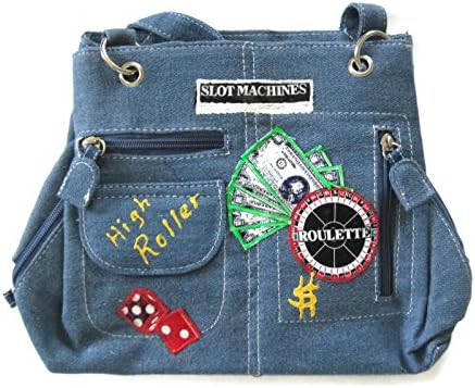 Handmade Denim Purse - High Roller - Hand-painted - 8 1/2" Tall By 11" Wide