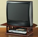 Mission style 2 tier Tv Turntable, 32TV, CHESTNUT