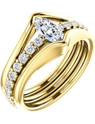 18K Yellow Gold Marquise Cut Diamond Ring -- LIFETIME WARRANTY