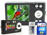 SVP DC-12DX-Black 12MP Max Thinnest DIGITAL CAMERA VIDEO w/ SOUND! (SVP 2GB High Speed SD Memory Card & AAA Rechargeable Set Included)