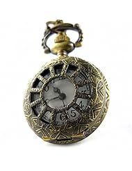 Youyoupifa Wholesale 5pcs/lot Unique Retro Design Bronze Openwork Cover Half Hunter Design Quartz Pocket Watch NBW0PF7110-CO3