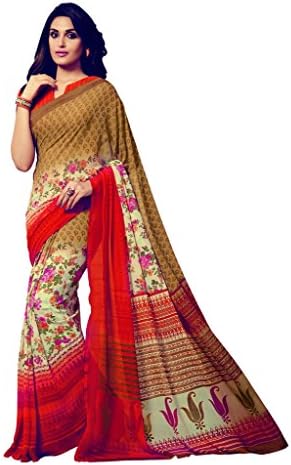 Vipul Indian, Pakistani &amp; Bollywood Designer Georgette Beige White Embroidred Saree