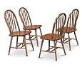 4 Dark Oak Stain Kitchen Dining Arrow Back Chairs Set