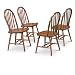 4 Dark Oak Stain Kitchen Dining Arrow Back Chairs Set