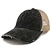 Trendy Apparel Shop Pigment Dyed Front Mesh Back Frayed Bill Trucker Cap - Black