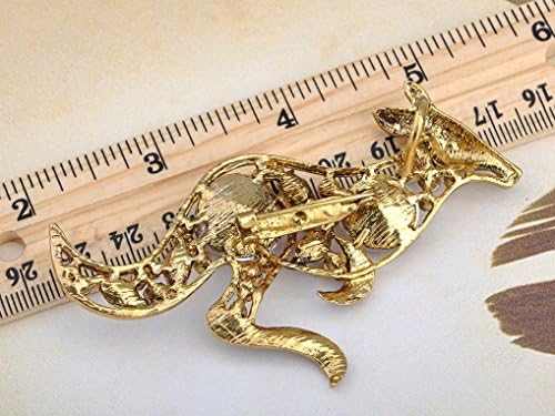 Ponce Golden Crystal Australian Kangaroo Jack Hop Lapel Pins Brooch