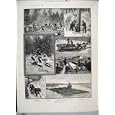 1886 LUMBERING CANADA TIMBER SLEDGE RAFT SNOW HORSE
