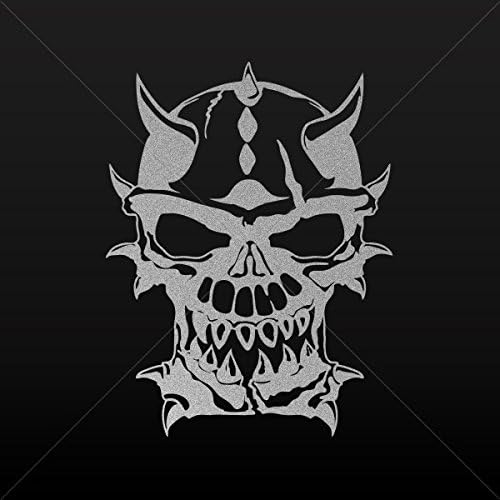 Stickers Decal Skull Satan Decor Motorbike Bicycle Vehicle ATV Racing Silver-Matte (16 X 12.2 In)