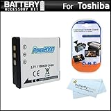 Battery Kit For Toshiba Camileo BW10 Waterproof HD Video Camera Includes Extended Replacement (900 maH) PX1686 Battery + LCD Screen Protectors + MicroFiber Cleaning Cloth