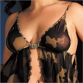 Camouflage collection, Micro jacket, Babydoll, Sleepwear Teddy, Bra, Garterbelt, Chemise and G-string.