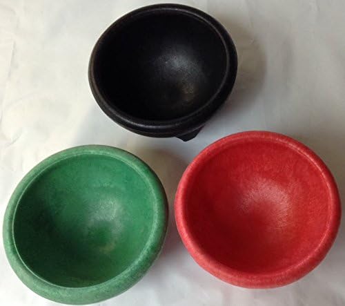 3 Pcs Medium MEXICAN Style MOLCAJETE Dish SALSA Sauce Plate GUACAMOLE Bowls-Sku#3pcsMolcajete