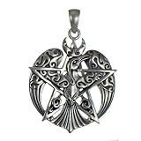 Silver Raven Moon Pentacle Crow Totem Pendant - Dryad Design Jewelry