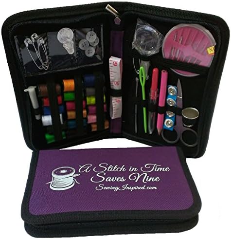 Sewing Kit Compact Zippered Hiqh Quality Filled with Sewing Supplies - Trendy Perfect for Beginners, Travel, Mending, Fashion Emergencies, Camping, Adults, Kids and Dorm Dwellers