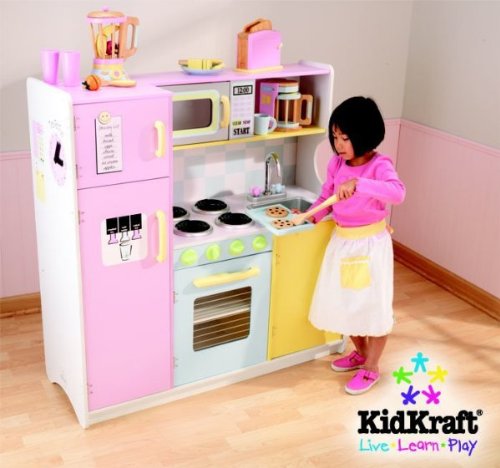 Kidkraft Large Pastel Pink Wooden Kitchen Play Set And Baking