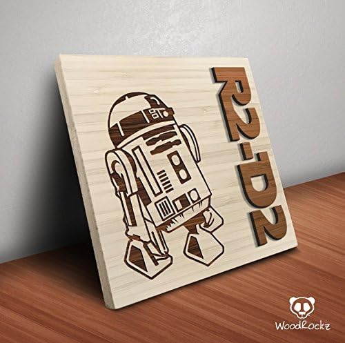 Special R2D2 Star Wars Inspired Bamboo Wall Decor - Fan Art Handmade Home Decoration - Perfect Gift Idea - 8" x 8"